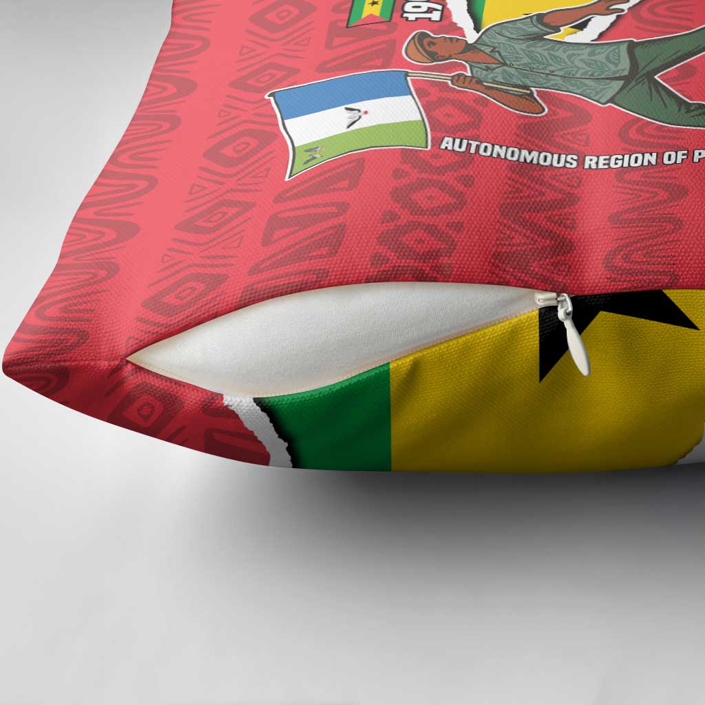 Autonomous Region of Principe Independence Pillow Cover with 1995 Flag Design and Cultural Pattern - Wonder Print Shop