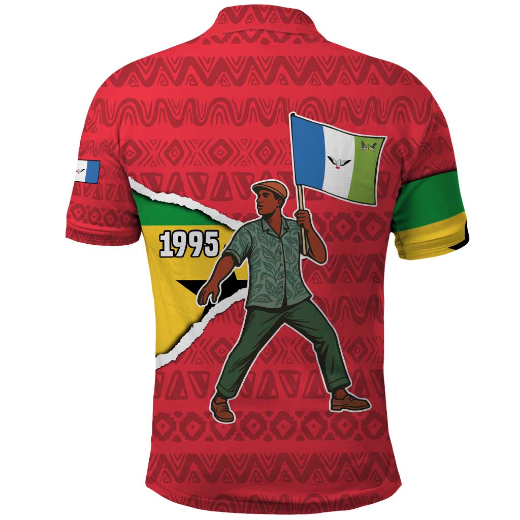 Autonomous Region of Principe Independence Polo Shirt with 1995 Flag Design and Cultural Pattern - Wonder Print Shop