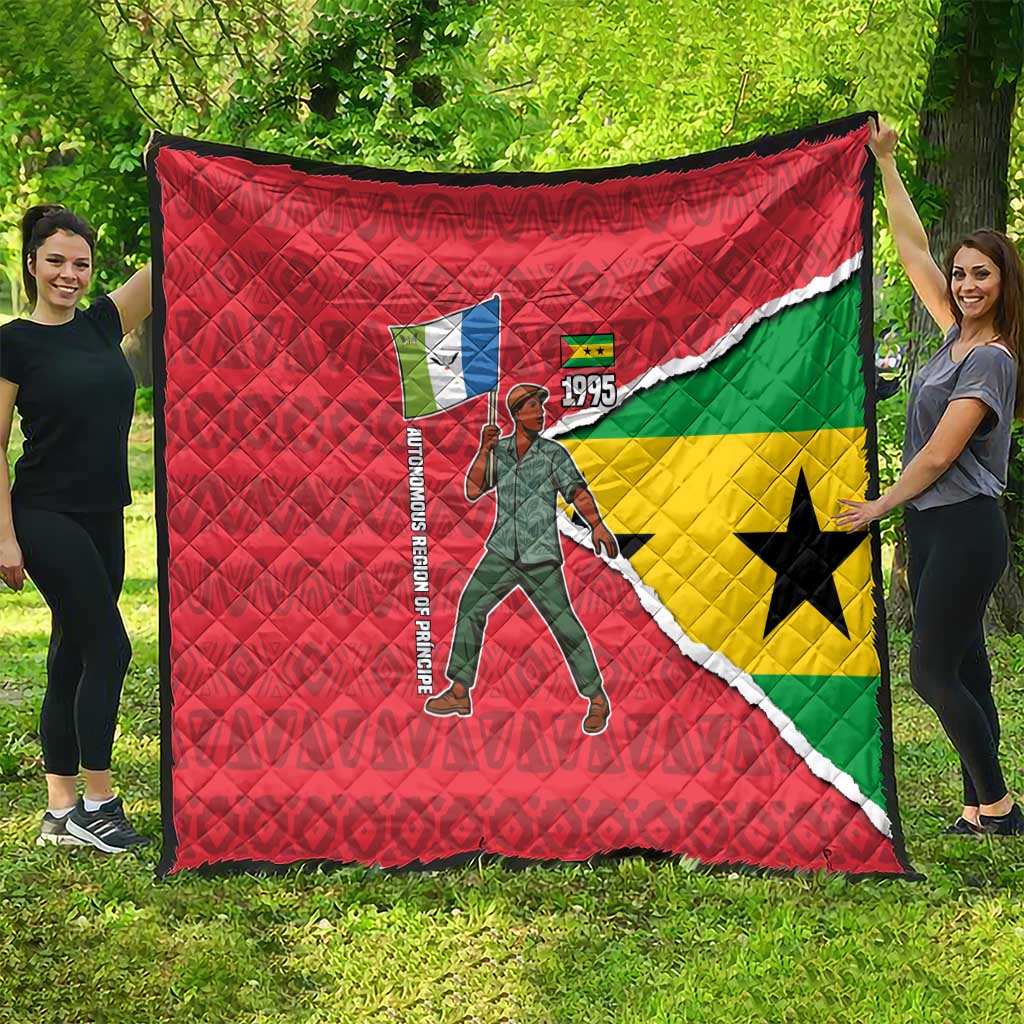Autonomous Region of Principe Independence Quilt with 1995 Flag Design and Cultural Pattern - Wonder Print Shop
