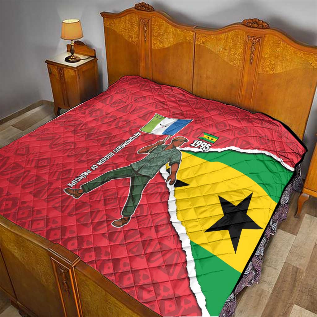 Autonomous Region of Principe Independence Quilt with 1995 Flag Design and Cultural Pattern - Wonder Print Shop