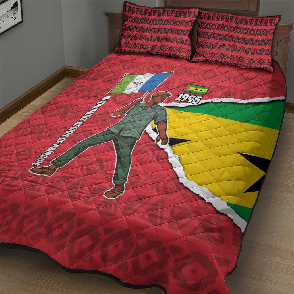 Autonomous Region of Principe Independence Quilt Bed Set with 1995 Flag Design and Cultural Pattern - Wonder Print Shop