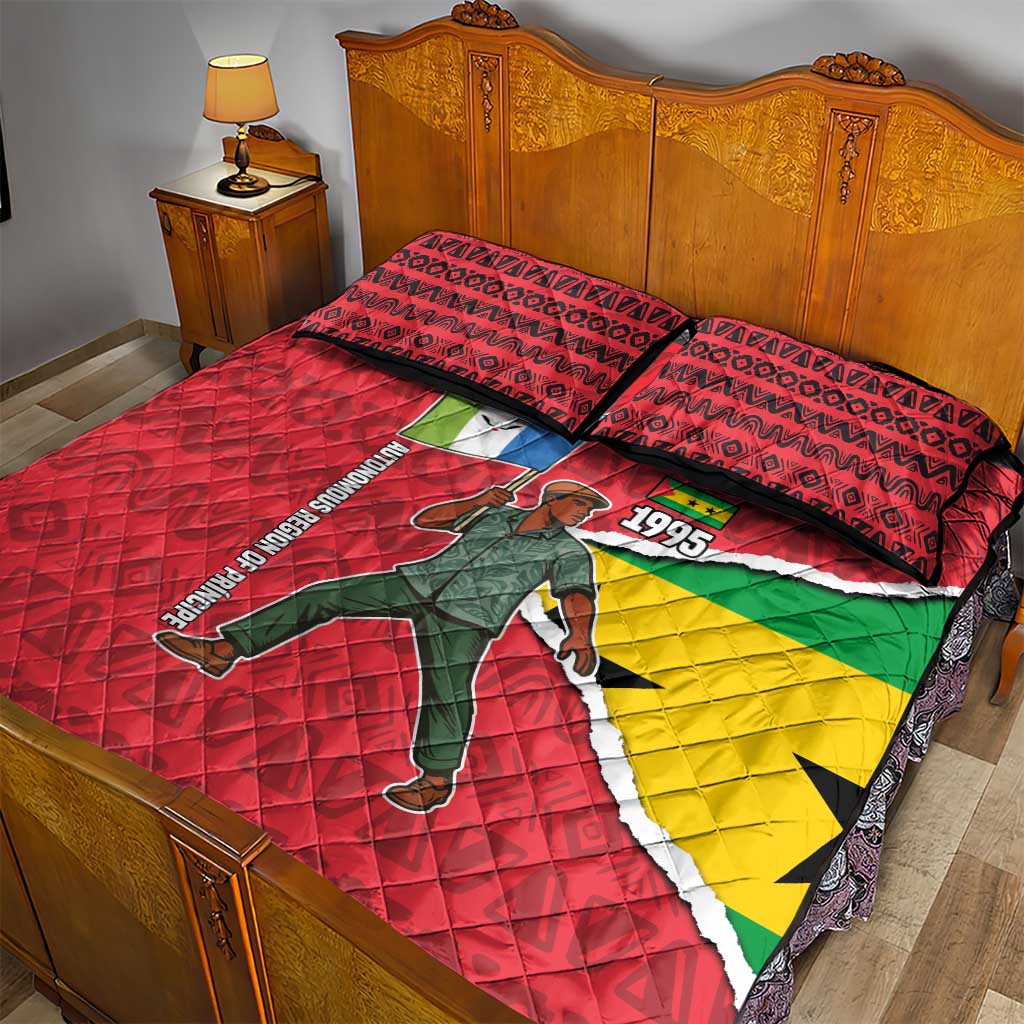 Autonomous Region of Principe Independence Quilt Bed Set with 1995 Flag Design and Cultural Pattern - Wonder Print Shop