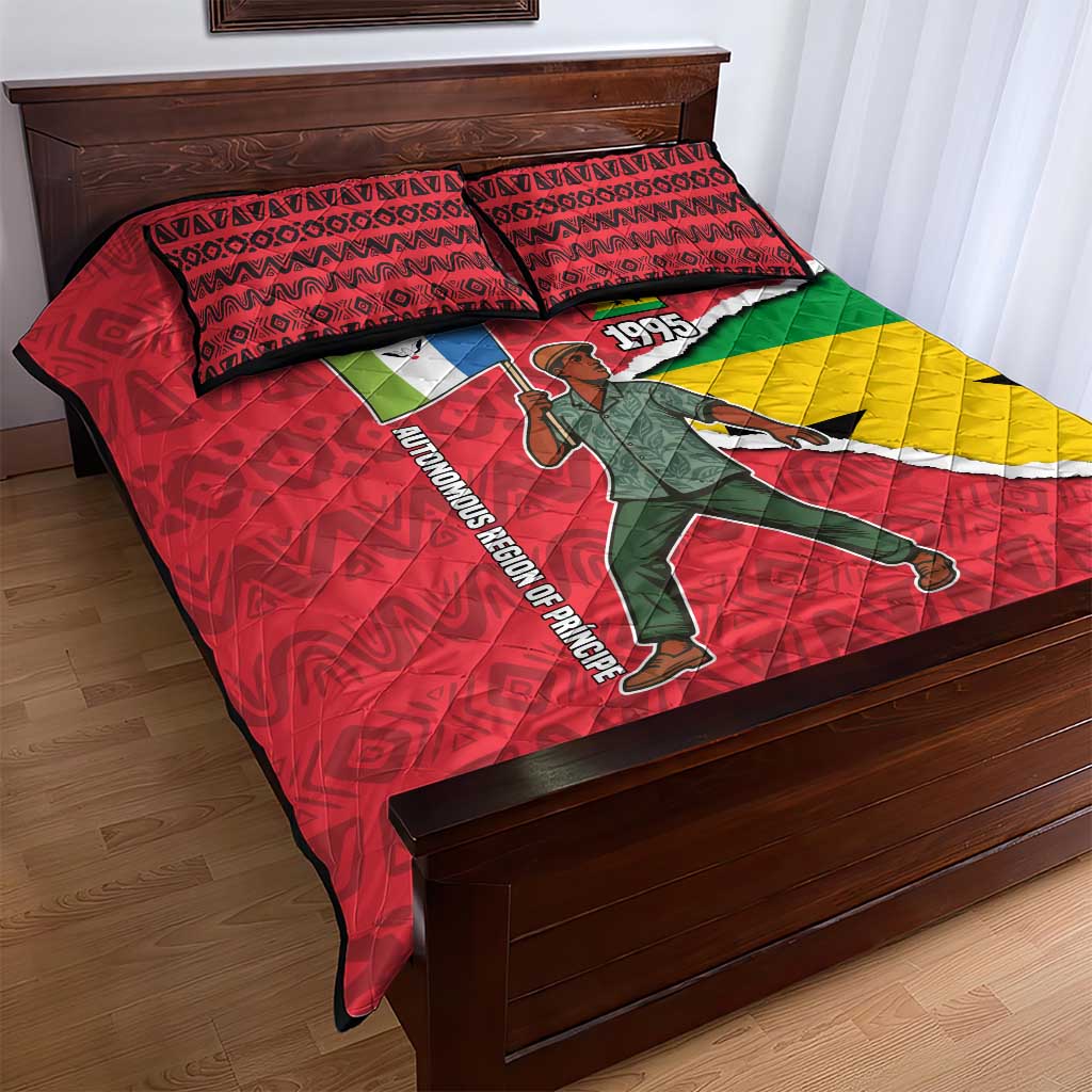 Autonomous Region of Principe Independence Quilt Bed Set with 1995 Flag Design and Cultural Pattern - Wonder Print Shop