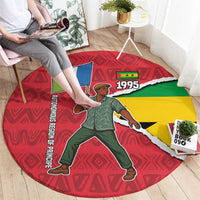 Autonomous Region of Principe Independence Round Carpet with 1995 Flag Design and Cultural Pattern - Wonder Print Shop