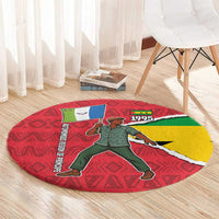 Autonomous Region of Principe Independence Round Carpet with 1995 Flag Design and Cultural Pattern - Wonder Print Shop