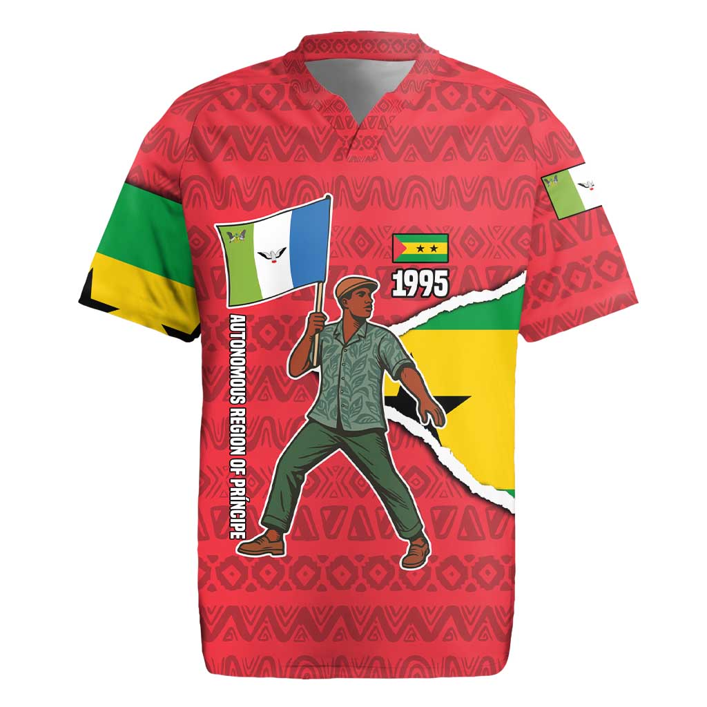 Autonomous Region of Principe Independence Rugby Jersey with 1995 Flag Design and Cultural Pattern - Wonder Print Shop