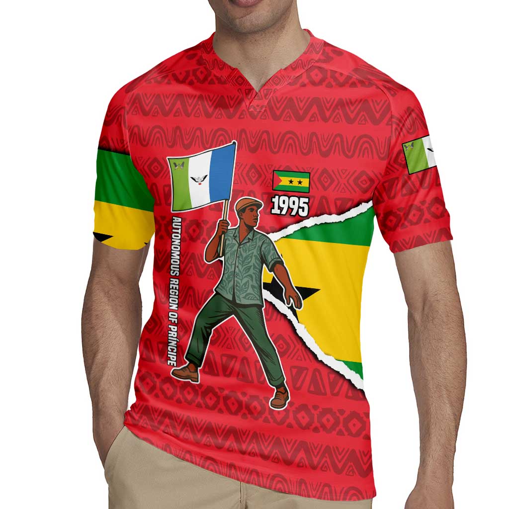 Autonomous Region of Principe Independence Rugby Jersey with 1995 Flag Design and Cultural Pattern - Wonder Print Shop
