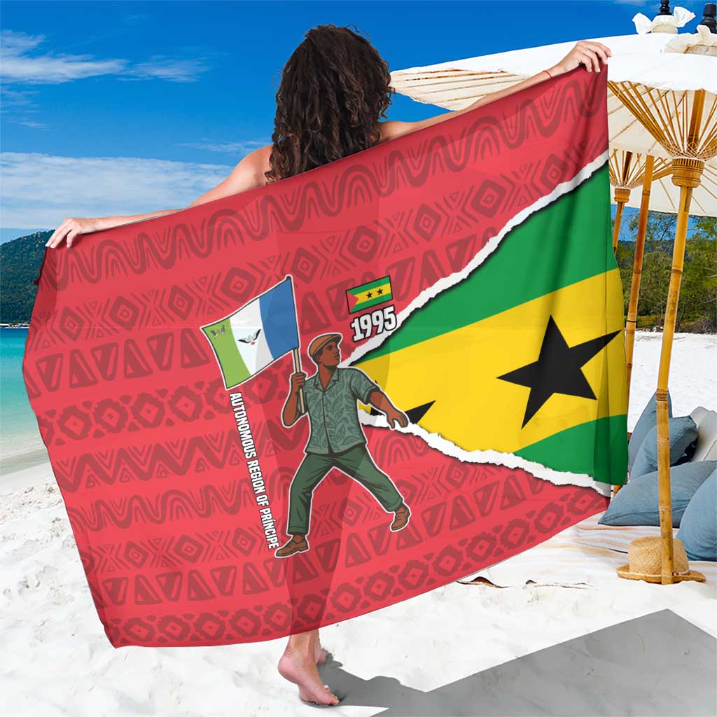 Autonomous Region of Principe Independence Sarong with 1995 Flag Design and Cultural Pattern - Wonder Print Shop