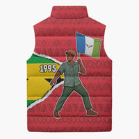 Autonomous Region of Principe Independence Sleeveless Puffer Jacket with 1995 Flag Design and Cultural Pattern - Wonder Print Shop