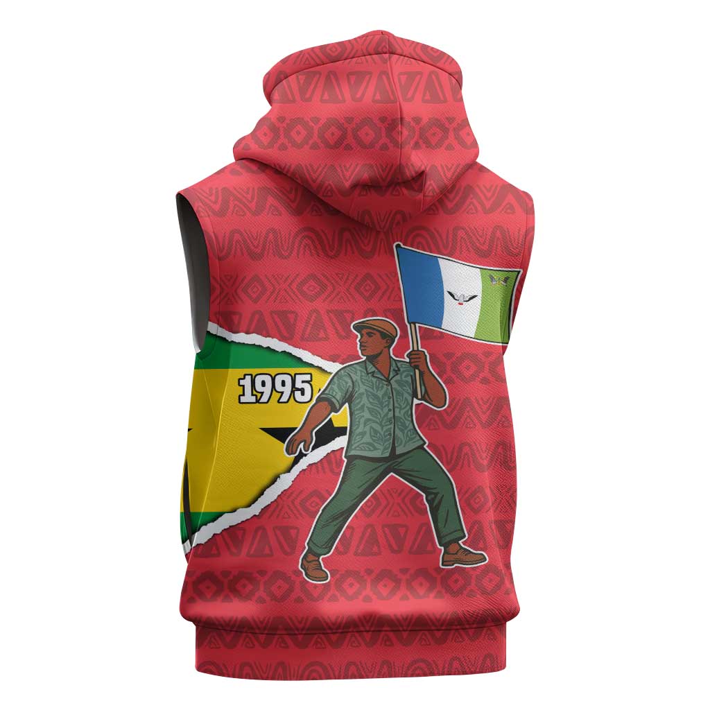 Autonomous Region of Principe Independence Sleeveless Zip Hoodie with 1995 Flag Design and Cultural Pattern - Wonder Print Shop