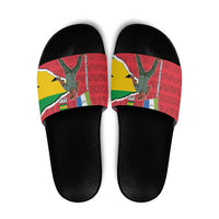 Autonomous Region of Principe Independence Slide Sandals with 1995 Flag Design and Cultural Pattern - Wonder Print Shop