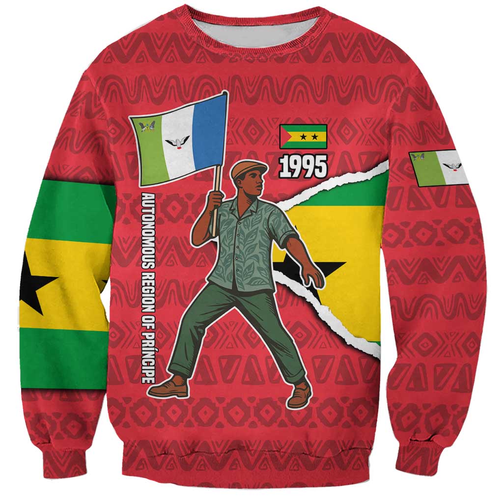 Autonomous Region of Principe Independence Sweatshirt with 1995 Flag Design and Cultural Pattern - Wonder Print Shop