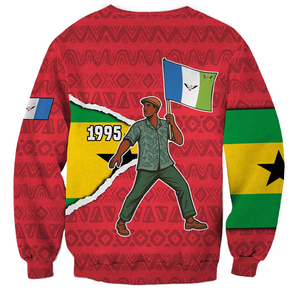 Autonomous Region of Principe Independence Sweatshirt with 1995 Flag Design and Cultural Pattern - Wonder Print Shop