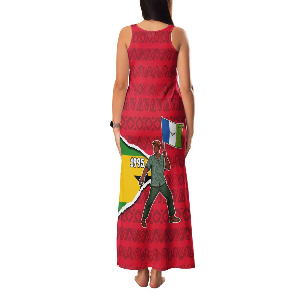 Autonomous Region of Principe Independence Tank Maxi Dress with 1995 Flag Design and Cultural Pattern - Wonder Print Shop