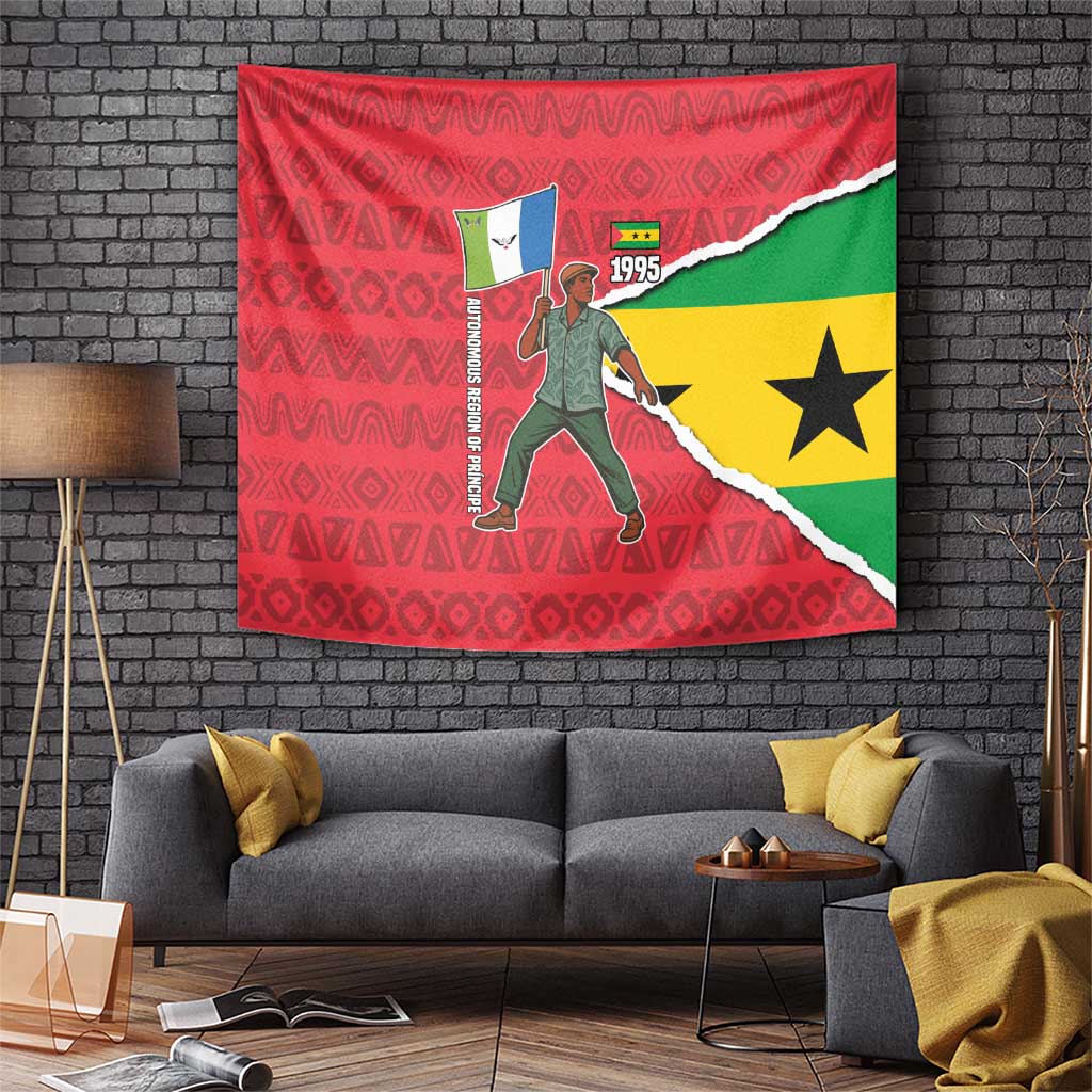 Autonomous Region of Principe Independence Tapestry with 1995 Flag Design and Cultural Pattern - Wonder Print Shop