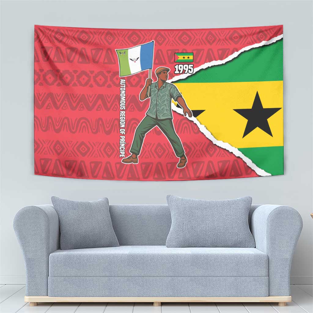 Autonomous Region of Principe Independence Tapestry with 1995 Flag Design and Cultural Pattern - Wonder Print Shop