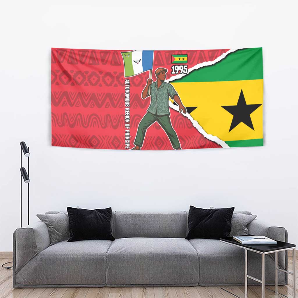 Autonomous Region of Principe Independence Tapestry with 1995 Flag Design and Cultural Pattern - Wonder Print Shop