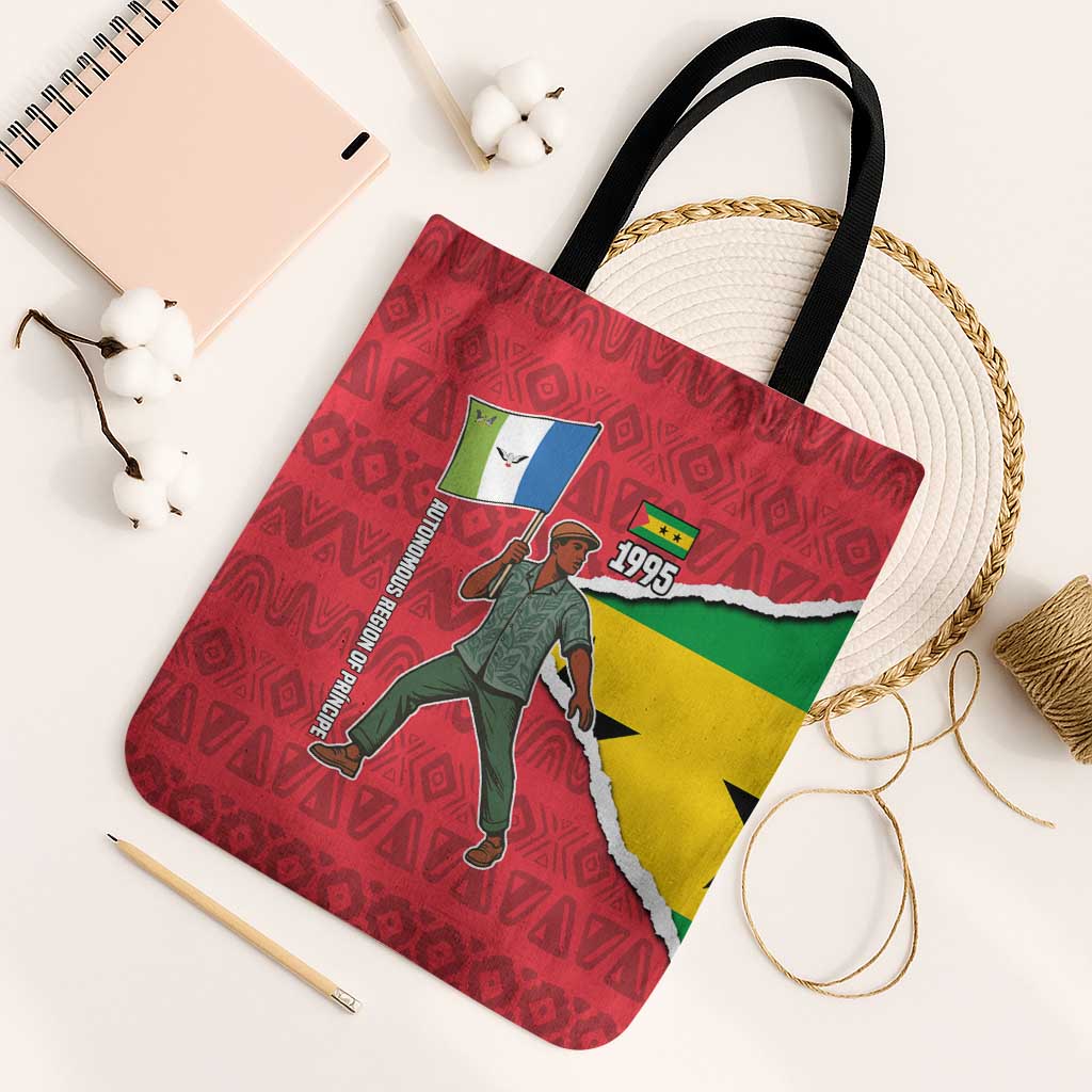 Autonomous Region of Principe Independence Tote Bag with 1995 Flag Design and Cultural Pattern - Wonder Print Shop