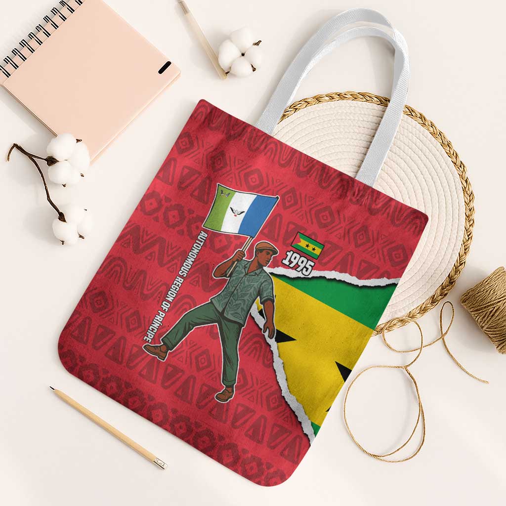 Autonomous Region of Principe Independence Tote Bag with 1995 Flag Design and Cultural Pattern - Wonder Print Shop