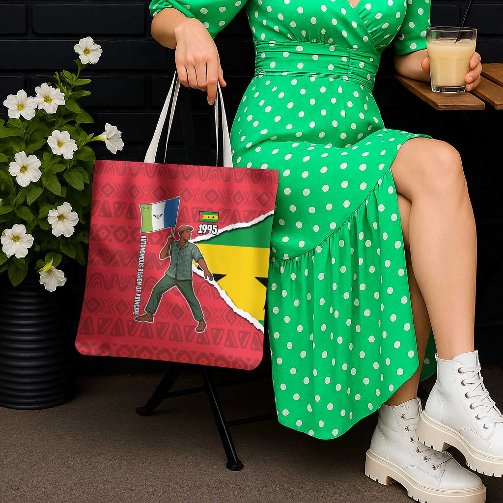 Autonomous Region of Principe Independence Tote Bag with 1995 Flag Design and Cultural Pattern - Wonder Print Shop