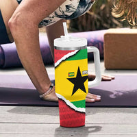 Autonomous Region of Principe Independence Tumbler With Handle with 1995 Flag Design and Cultural Pattern - Wonder Print Shop