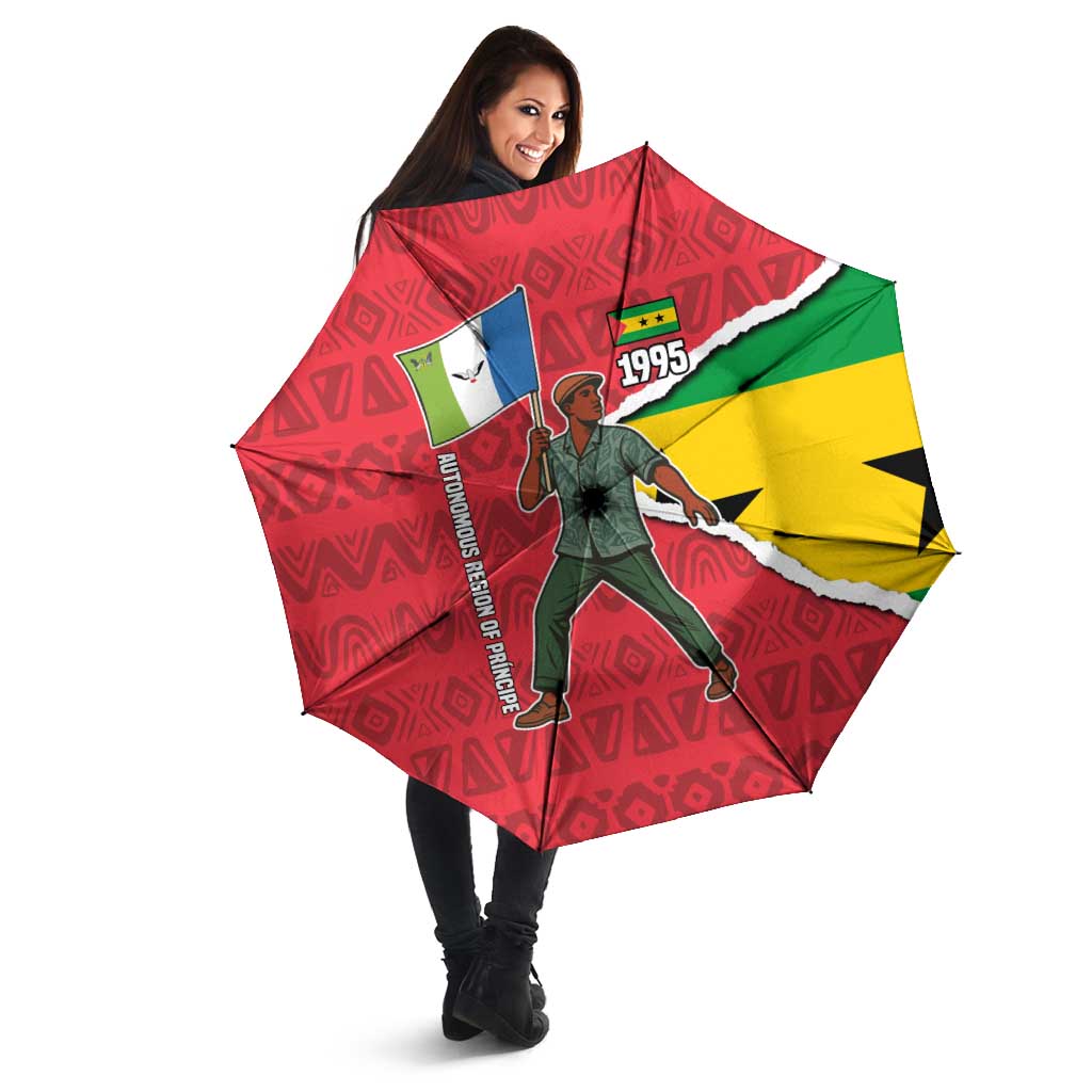 Autonomous Region of Principe Independence Umbrella with 1995 Flag Design and Cultural Pattern - Wonder Print Shop