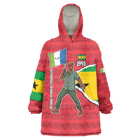 Autonomous Region of Principe Independence Wearable Blanket Hoodie with 1995 Flag Design and Cultural Pattern - Wonder Print Shop