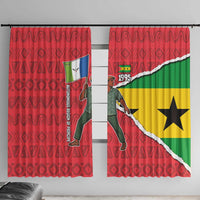 Autonomous Region of Principe Independence Window Curtain with 1995 Flag Design and Cultural Pattern - Wonder Print Shop