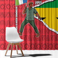 Autonomous Region of Principe Independence Window Curtain with 1995 Flag Design and Cultural Pattern - Wonder Print Shop