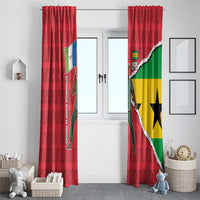 Autonomous Region of Principe Independence Window Curtain with 1995 Flag Design and Cultural Pattern - Wonder Print Shop