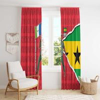 Autonomous Region of Principe Independence Window Curtain with 1995 Flag Design and Cultural Pattern - Wonder Print Shop