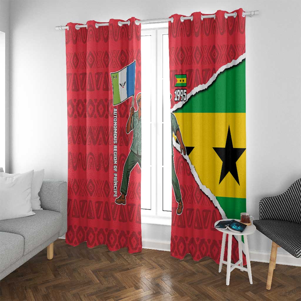 Autonomous Region of Principe Independence Window Curtain with 1995 Flag Design and Cultural Pattern - Wonder Print Shop