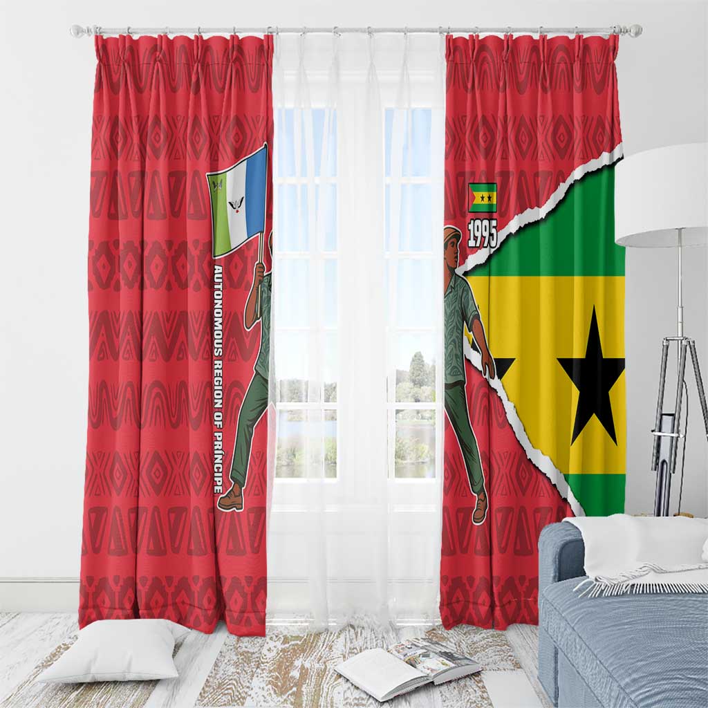 Autonomous Region of Principe Independence Window Curtain with 1995 Flag Design and Cultural Pattern - Wonder Print Shop