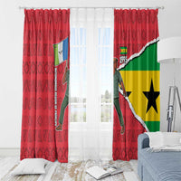 Autonomous Region of Principe Independence Window Curtain with 1995 Flag Design and Cultural Pattern - Wonder Print Shop