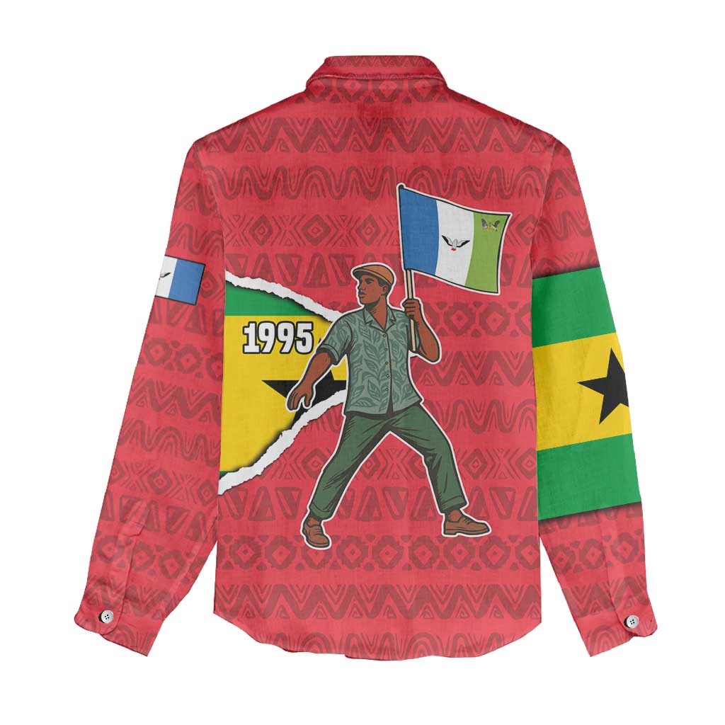 Autonomous Region of Principe Independence Women Casual Shirt with 1995 Flag Design and Cultural Pattern - Wonder Print Shop
