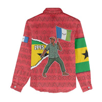 Autonomous Region of Principe Independence Women Casual Shirt with 1995 Flag Design and Cultural Pattern - Wonder Print Shop