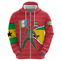 Autonomous Region of Principe Independence Zip Hoodie with 1995 Flag Design and Cultural Pattern - Wonder Print Shop