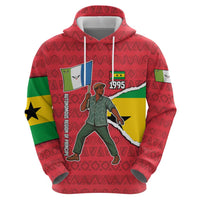 Autonomous Region of Principe Independence Zip Hoodie with 1995 Flag Design and Cultural Pattern - Wonder Print Shop