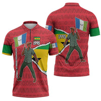 Autonomous Region of Principe Independence Zipper Polo Shirt with 1995 Flag Design and Cultural Pattern - Wonder Print Shop