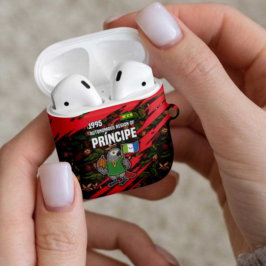 Principe Autonomous Region AirPods Case with Parrot Cacao and 1995 Flag Design - Wonder Print Shop