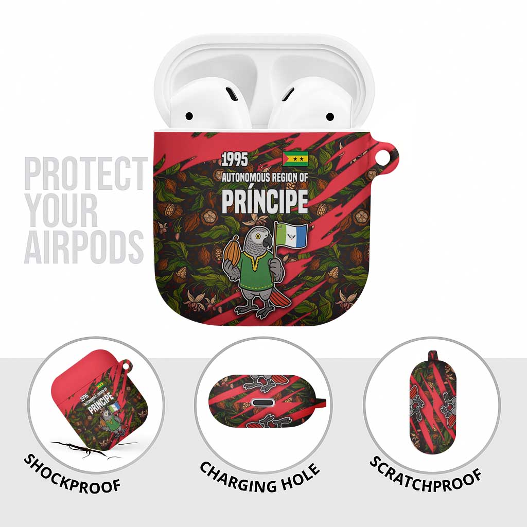 Principe Autonomous Region AirPods Case with Parrot Cacao and 1995 Flag Design - Wonder Print Shop