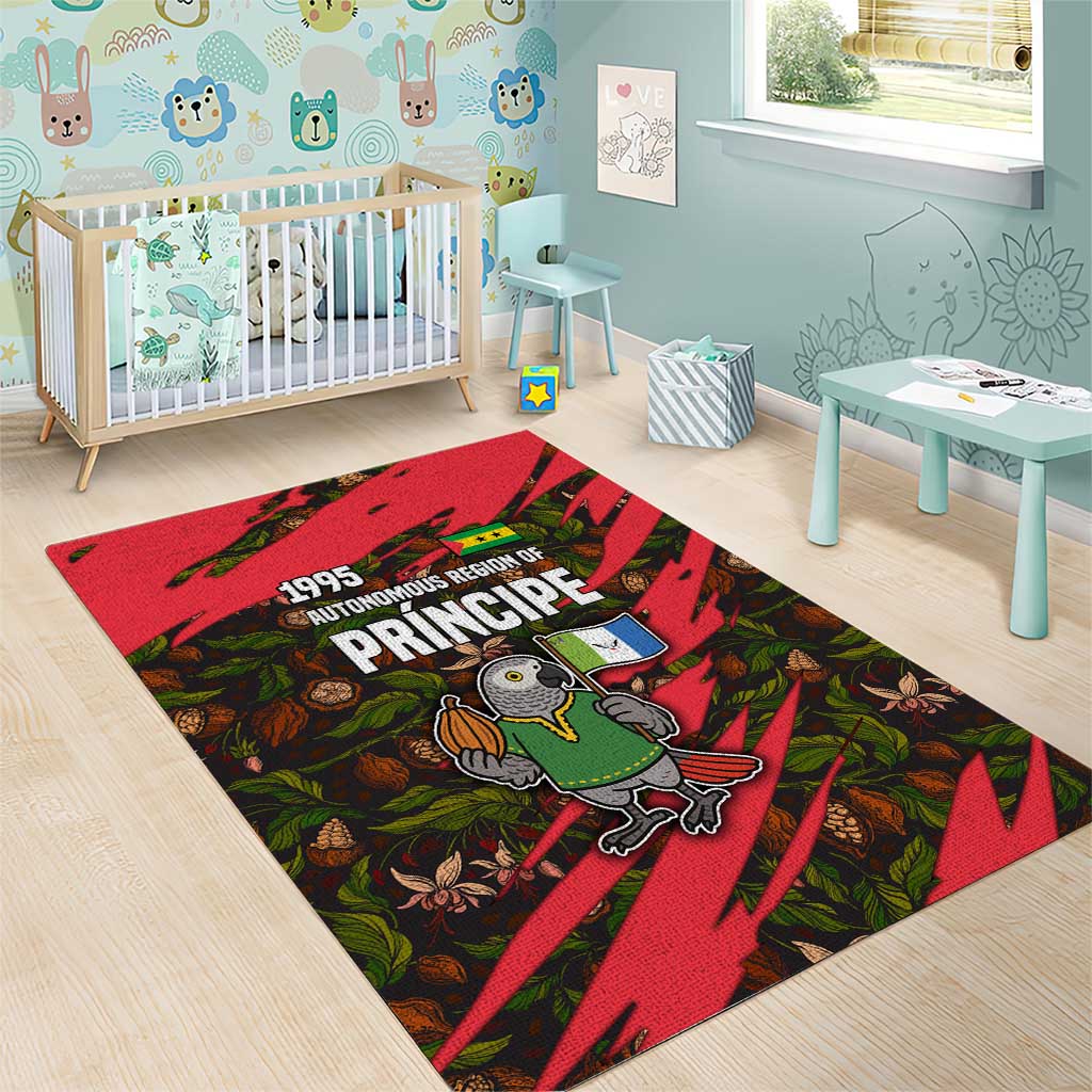 Principe Autonomous Region Area Rug with Parrot Cacao and 1995 Flag Design - Wonder Print Shop