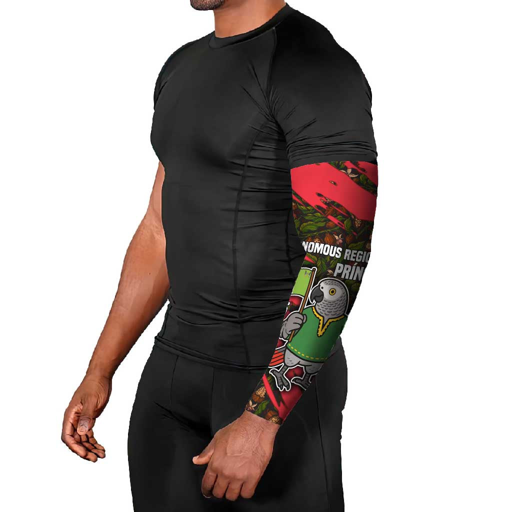 Principe Autonomous Region Arm Sleeves with Parrot Cacao and 1995 Flag Design - Wonder Print Shop