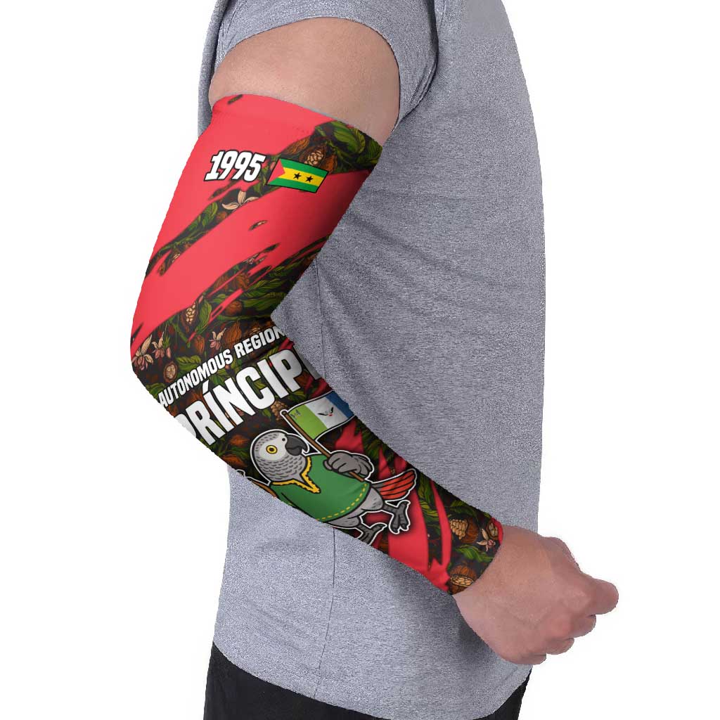 Principe Autonomous Region Arm Sleeves with Parrot Cacao and 1995 Flag Design - Wonder Print Shop