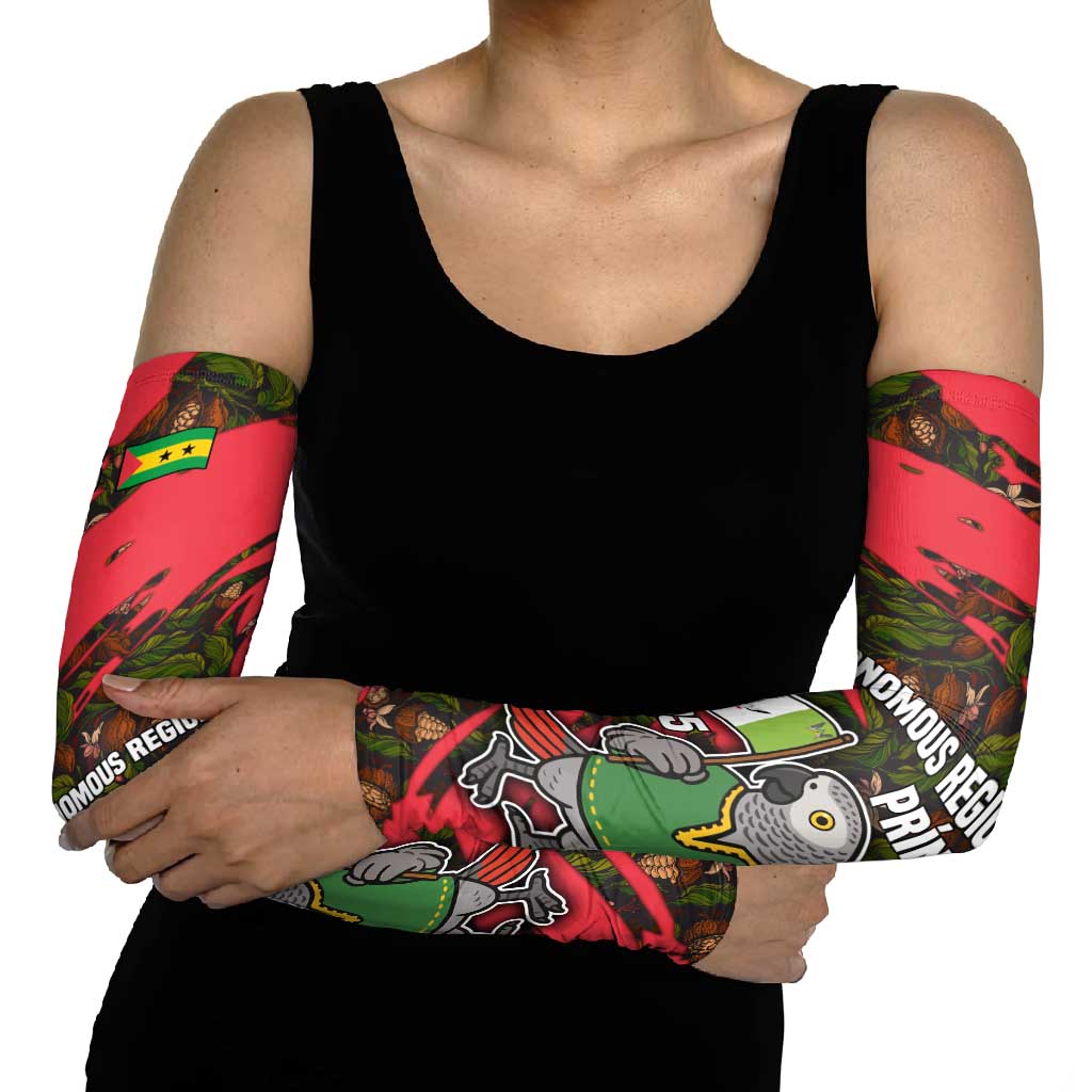Principe Autonomous Region Arm Sleeves with Parrot Cacao and 1995 Flag Design - Wonder Print Shop