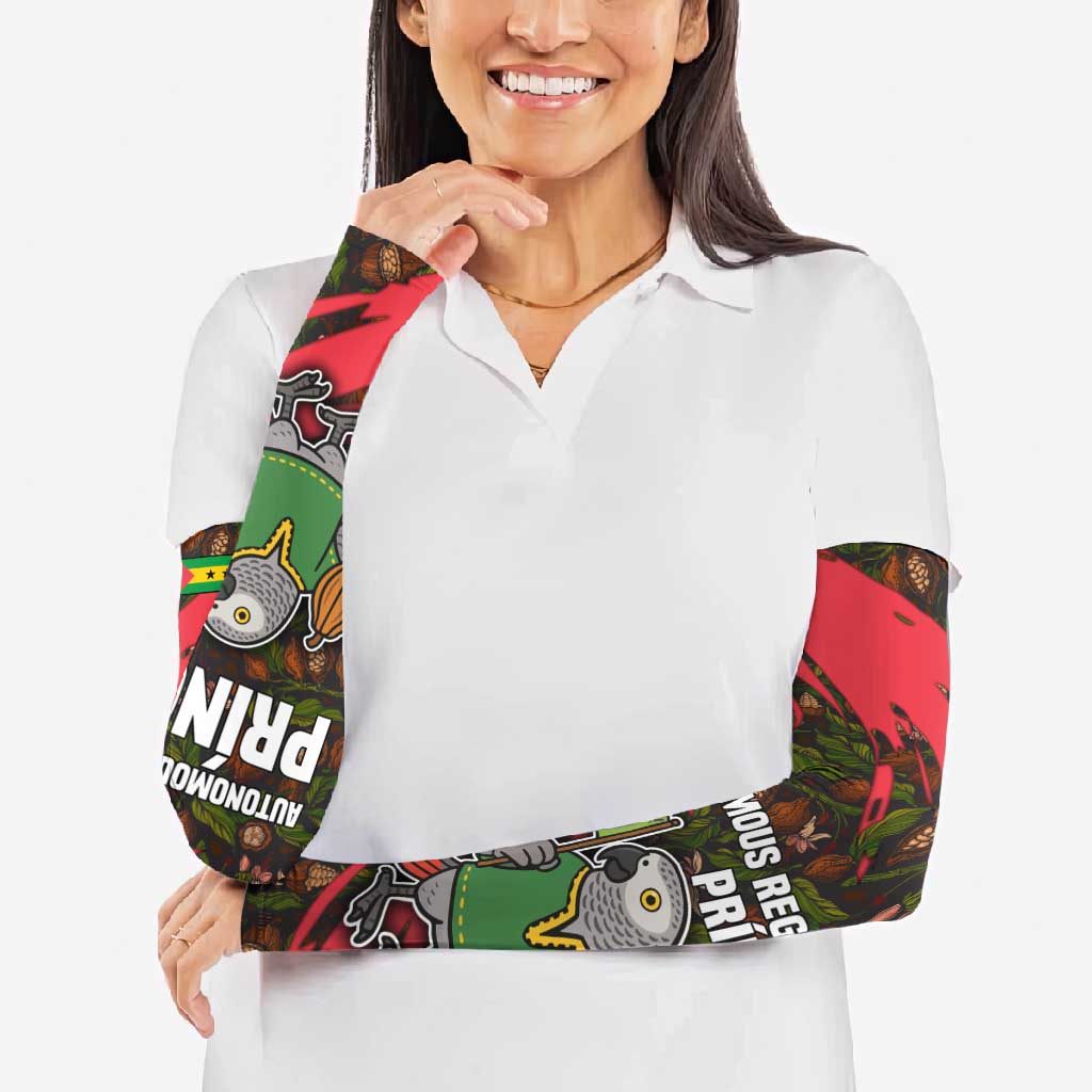 Principe Autonomous Region Arm Sleeves with Parrot Cacao and 1995 Flag Design - Wonder Print Shop