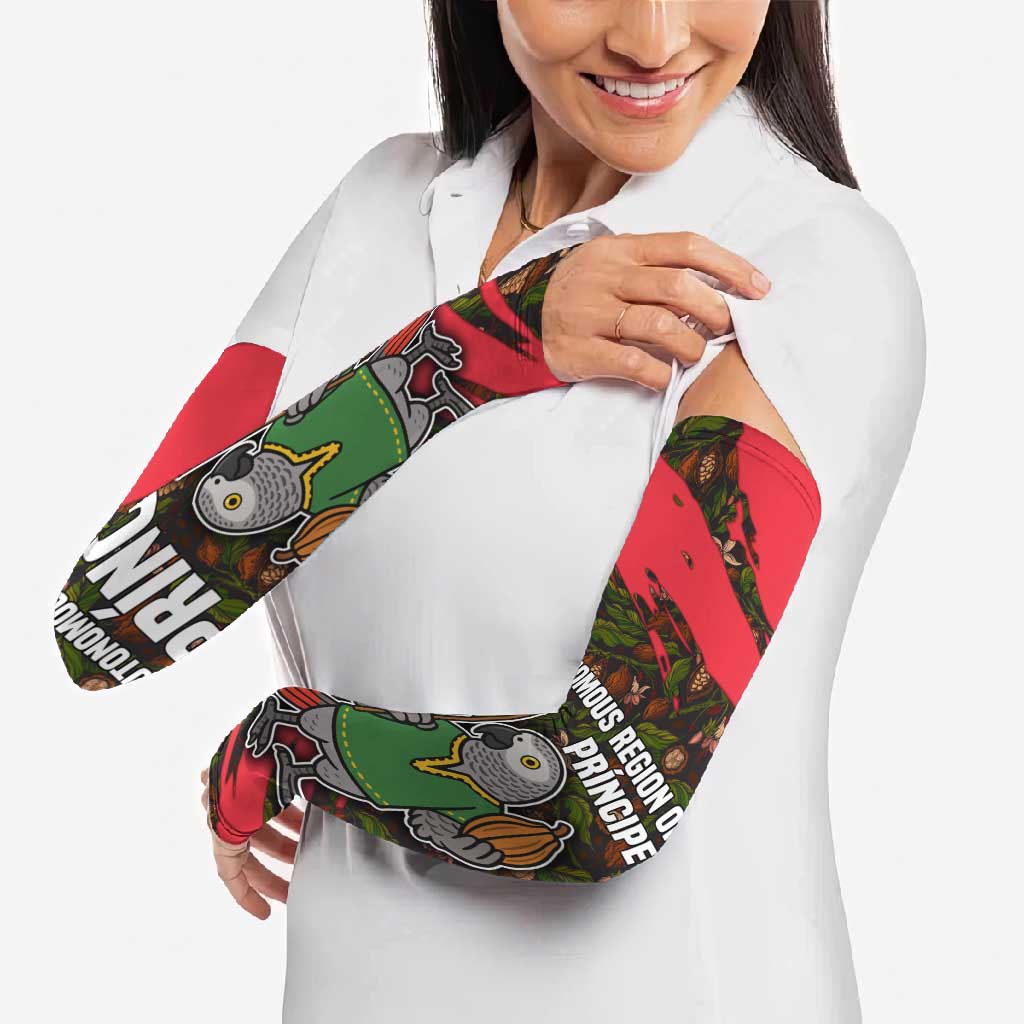 Principe Autonomous Region Arm Sleeves with Parrot Cacao and 1995 Flag Design - Wonder Print Shop