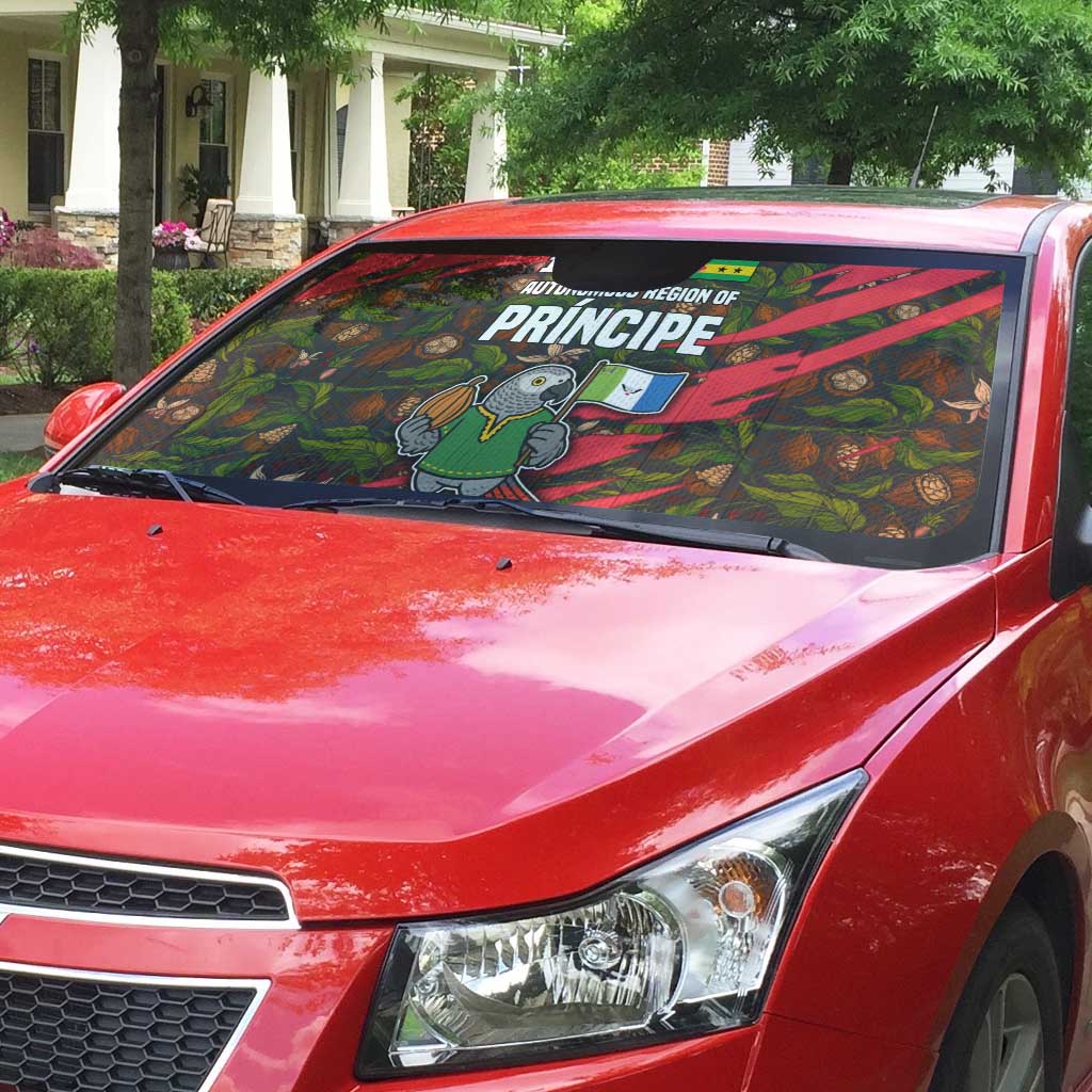 Principe Autonomous Region Auto Sun Shade with Parrot Cacao and 1995 Flag Design - Wonder Print Shop