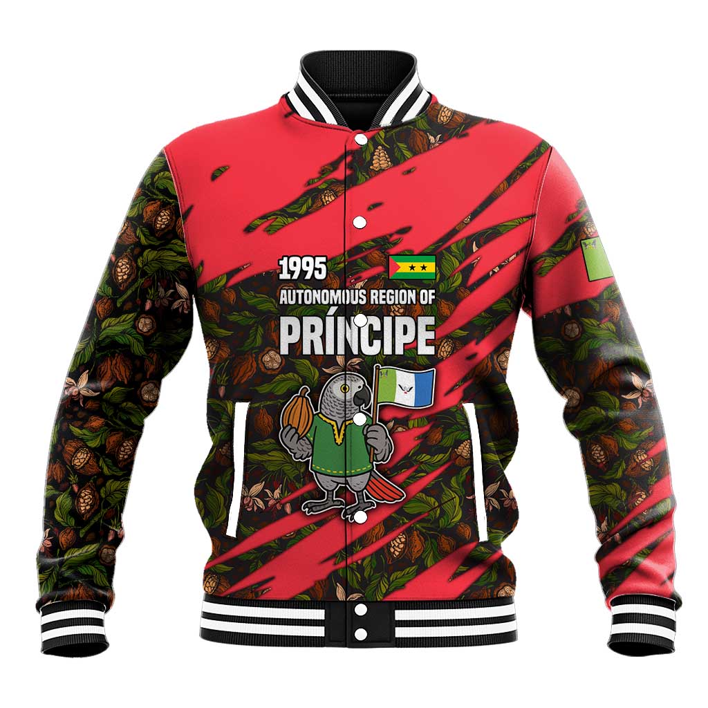 Principe Autonomous Region Baseball Jacket with Parrot Cacao and 1995 Flag Design - Wonder Print Shop