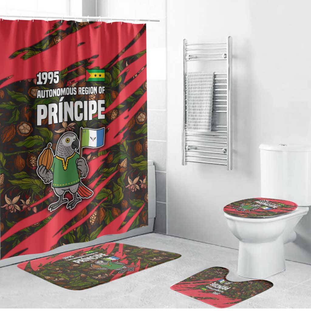 Principe Autonomous Region Bathroom Set with Parrot Cacao and 1995 Flag Design - Wonder Print Shop